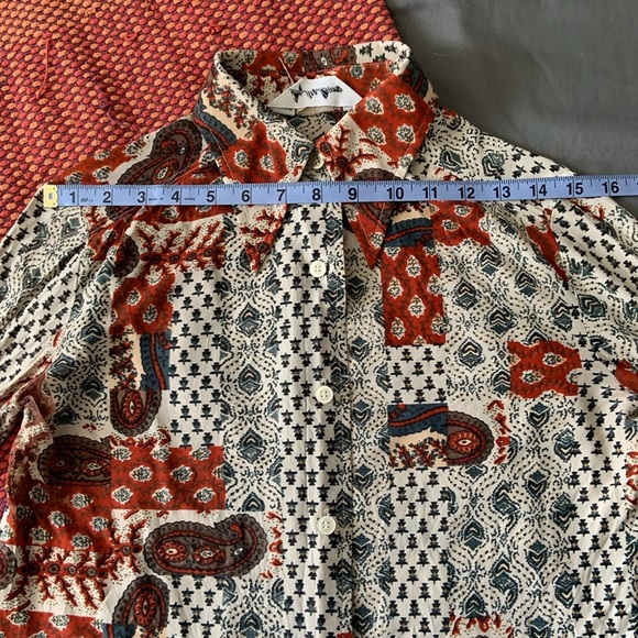 LADY MANHATTAN SIZE S Long-sleeve Sheer Patterned Button-up Top - Picture 7 of 16